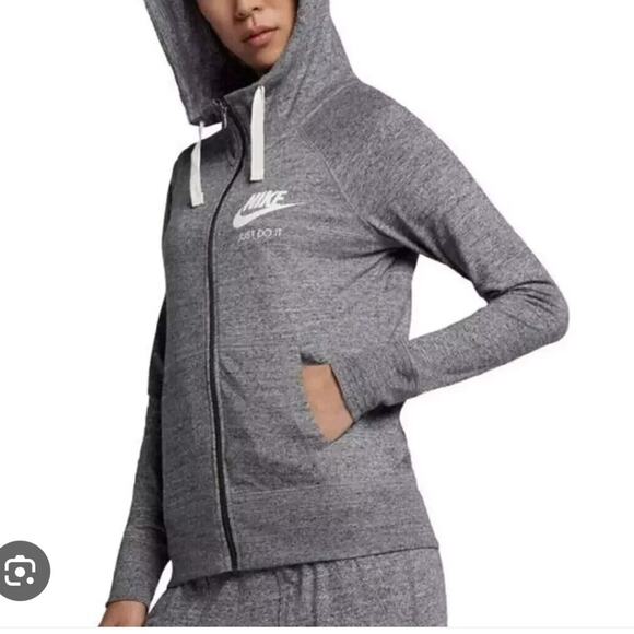 Nike Jacket Gray Women Just Do It Swoosh Full Zip Hoodie 883729 091 Size Large - Picture 12 of 12